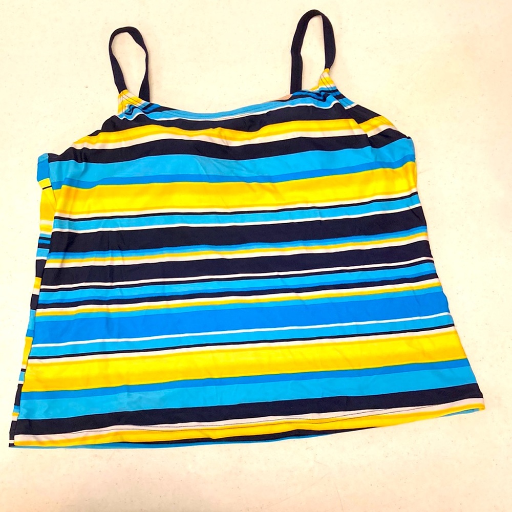 Cherokee Blue & Yellow Striped Swim Top Tankini